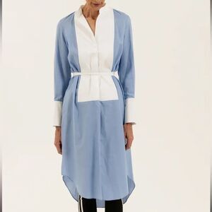 Zara Cotton Midi Shirt Dress Blue Medium EUC